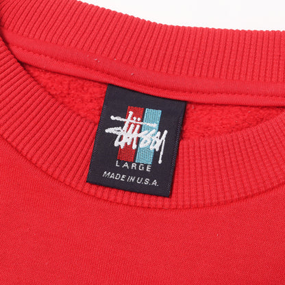 90s OLD STUSSY 赤青タグ ストックロゴ クルーネック スウェット(USA製)