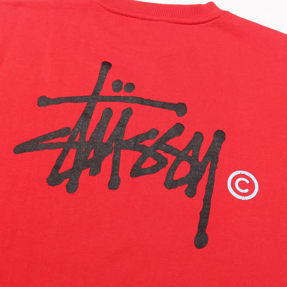 90s OLD STUSSY 赤青タグ ストックロゴ クルーネック スウェット(USA製)