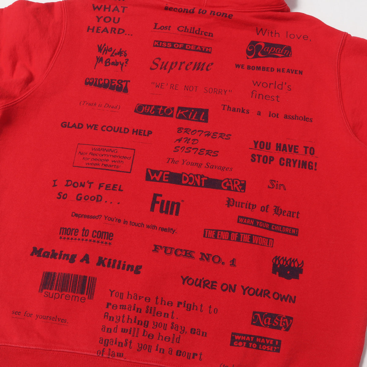 グラフィックプリント スウェットパーカー(Stop Crying Hooded Sweatshirt)