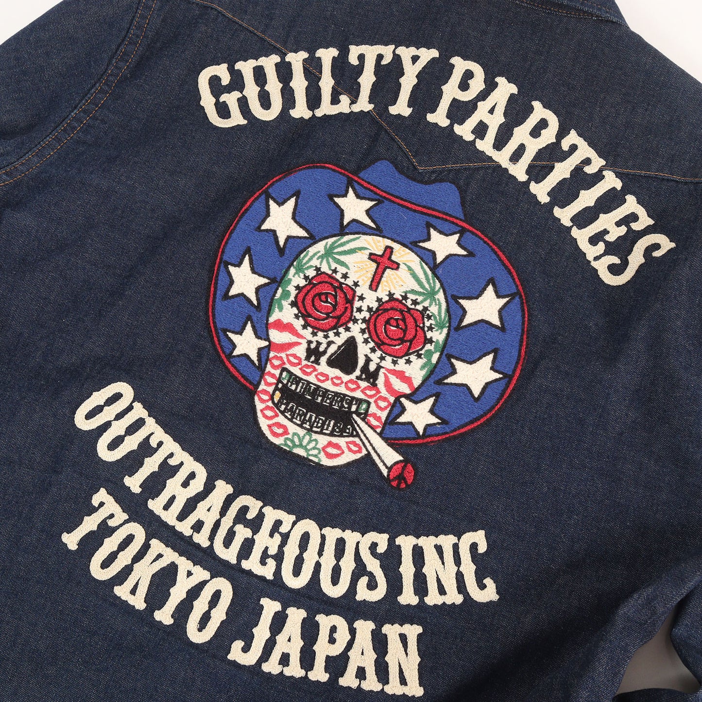シュガースカル刺繍 ウエスタン デニムシャツ