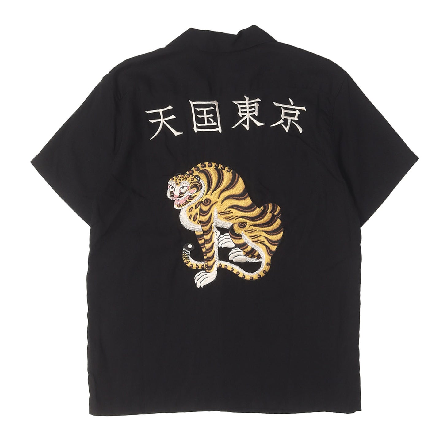 天国東京 虎 刺繍 オープンカラー レーヨン 半袖シャツ(50'S SHIRT S/S)