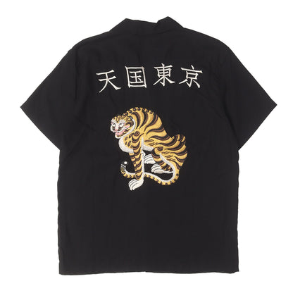 天国東京 虎 刺繍 オープンカラー レーヨン 半袖シャツ(50'S SHIRT S/S)