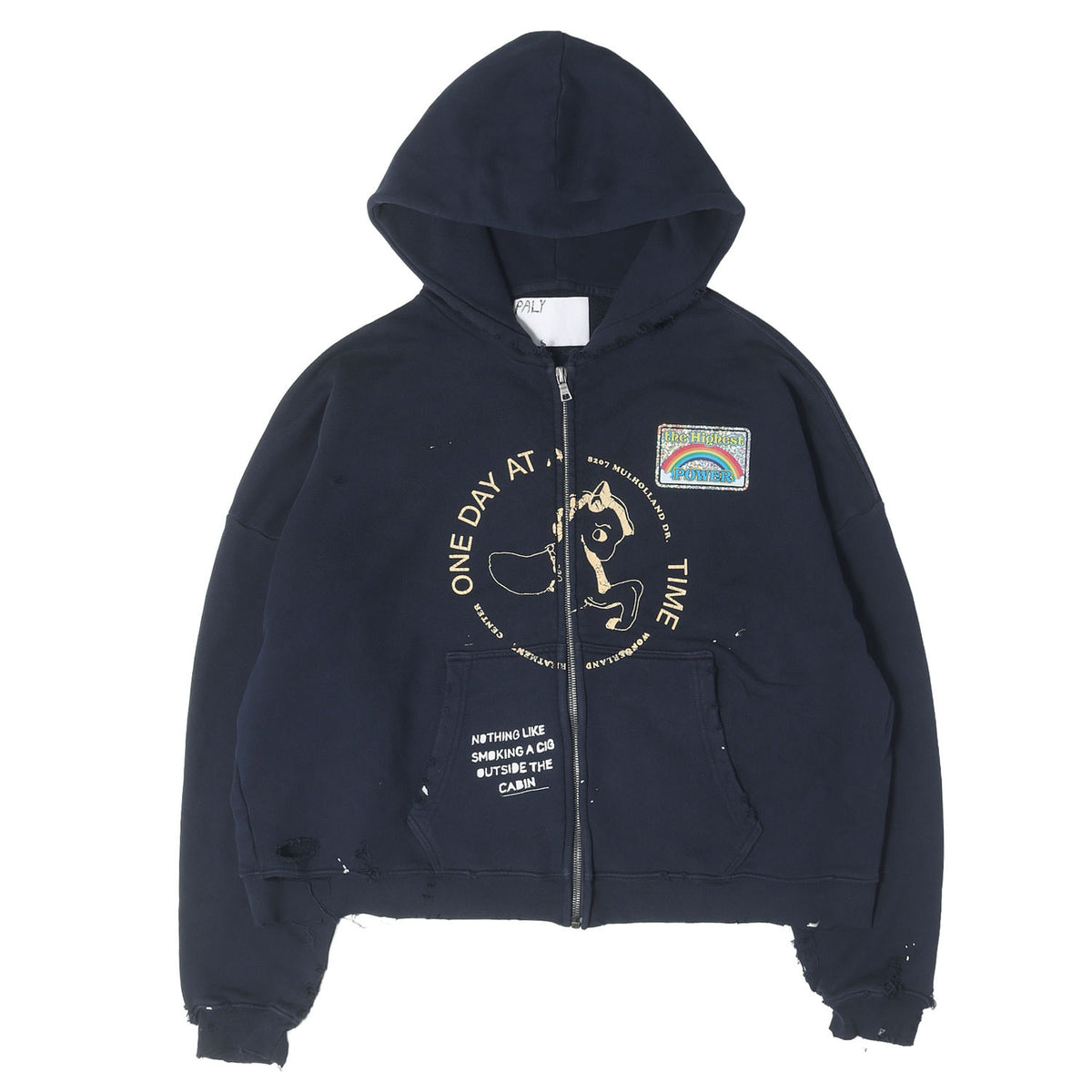 26SS ダメージ加工 オーバーサイズ フルジップ スウェットパーカー(Treatment Center Zip Up Hoodie)