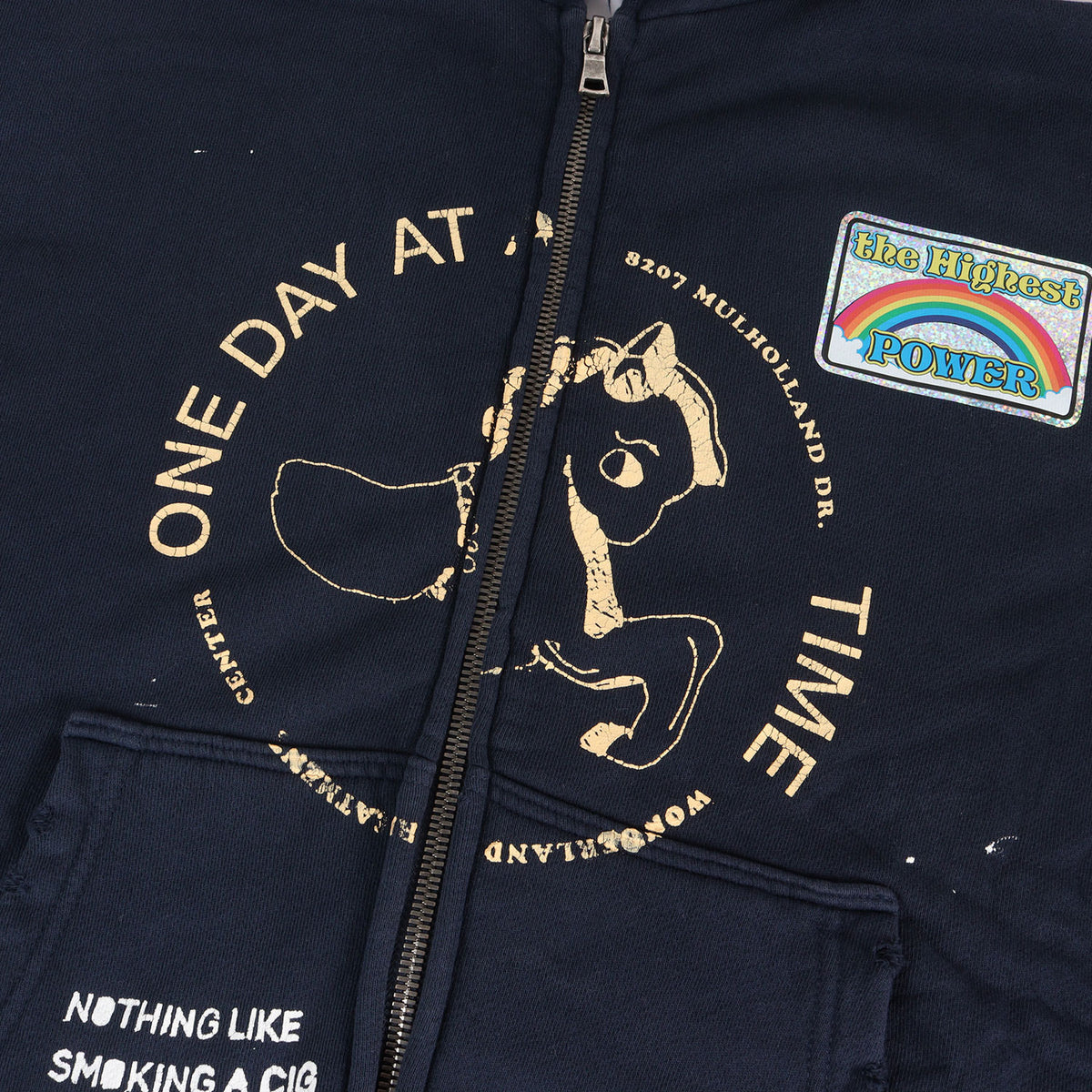 26SS ダメージ加工 オーバーサイズ フルジップ スウェットパーカー(Treatment Center Zip Up Hoodie)