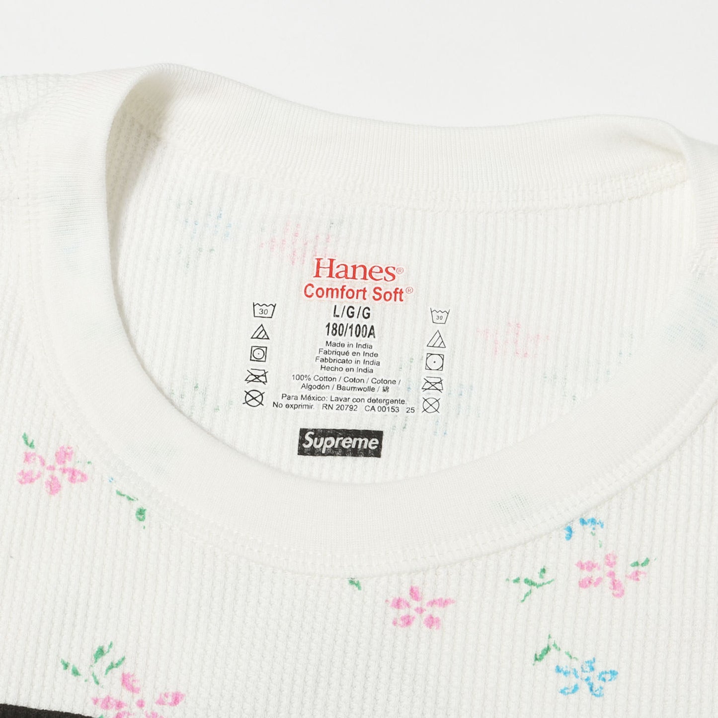 25AW ×Hanes フローラル柄 ボーンプリント サーマル ロングスリーブTシャツ(Bones Thermal Crew)