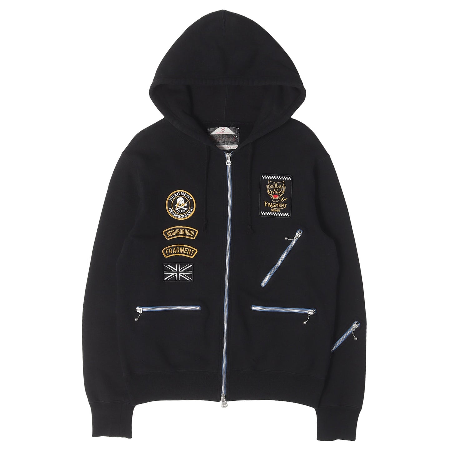 00s 初売り限定 ×fragment design ワッペン付き ライダースデザイン ジップ スウェットパーカー