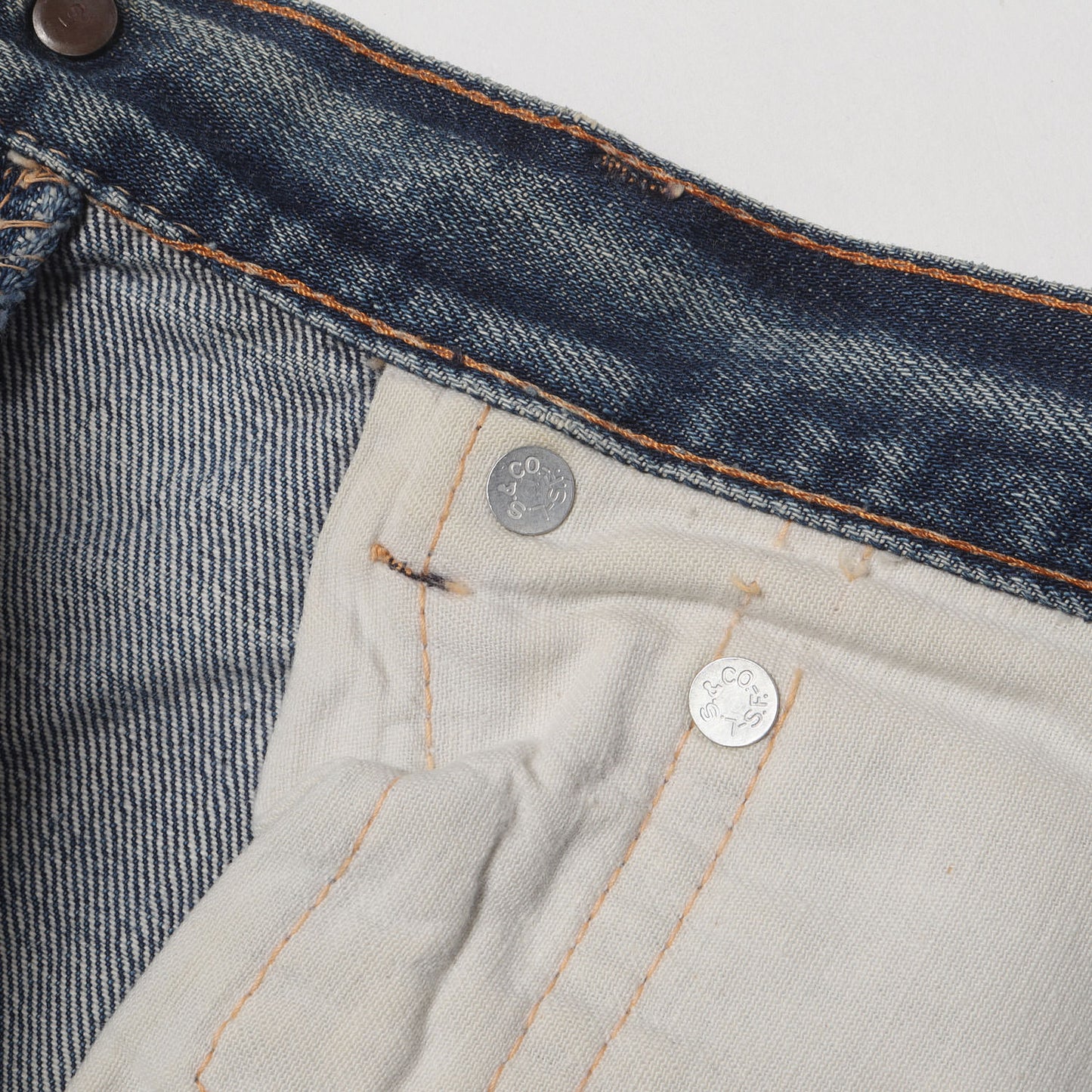 [雰囲気抜群 両耳付き] 60s 505 Big E デニムパンツ / USA製 ボタン裏刻印5