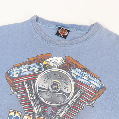 [Goodフェード] 90s 両面プリント イーグル V2エンジン シールドエンブレム ノースリーブ Tシャツ USA製
