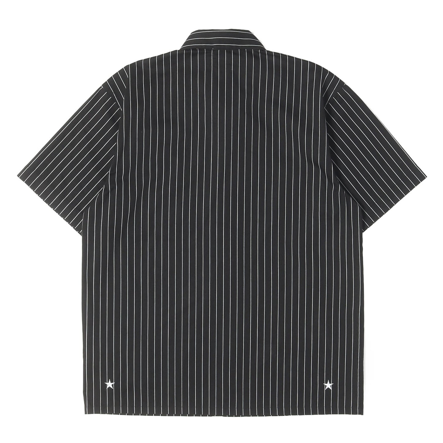 21SS ワッペン付き ピンストライプ ワーク 半袖シャツ(STRIPE WORK SHIRT BLACK)
