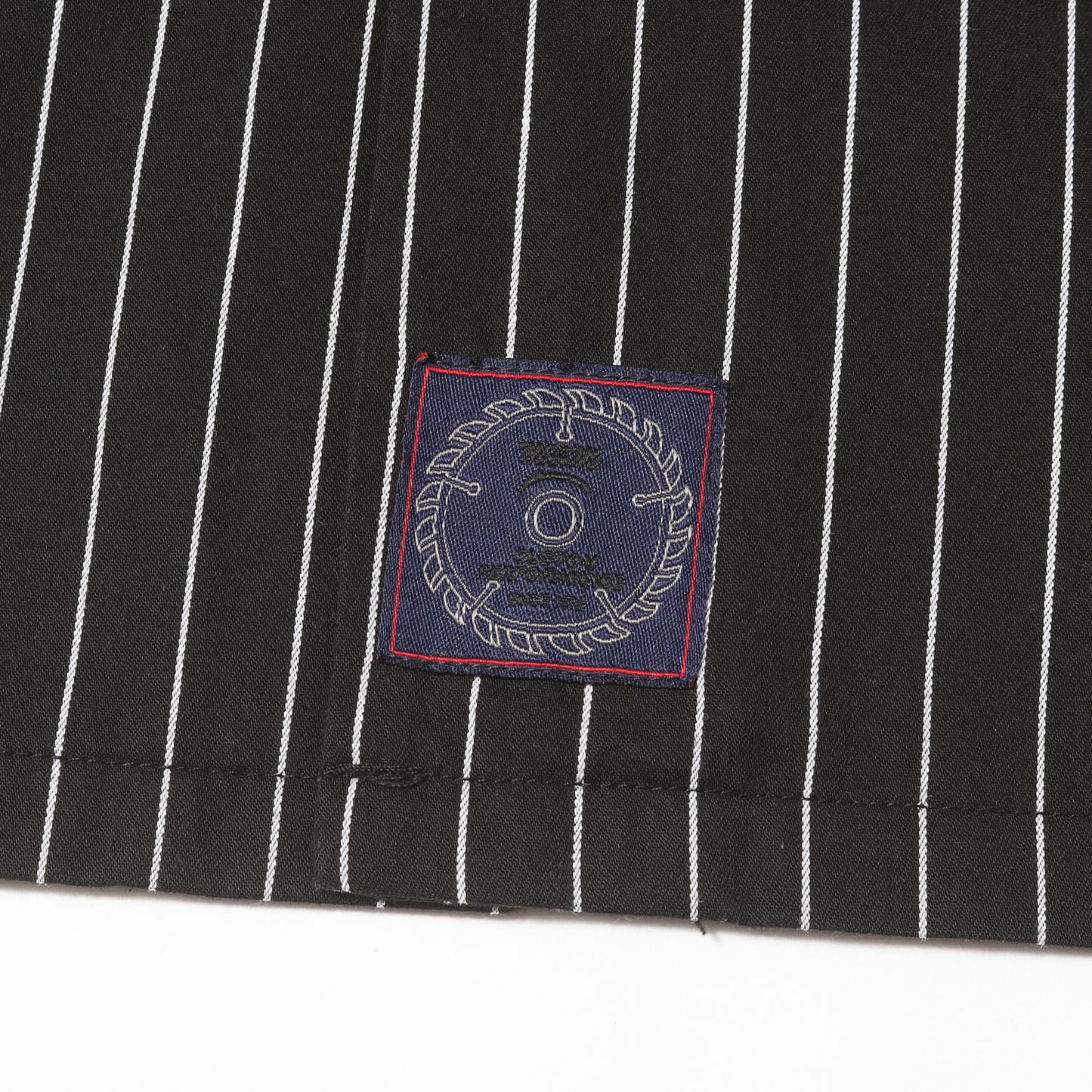 21SS ワッペン付き ピンストライプ ワーク 半袖シャツ(STRIPE WORK SHIRT BLACK)