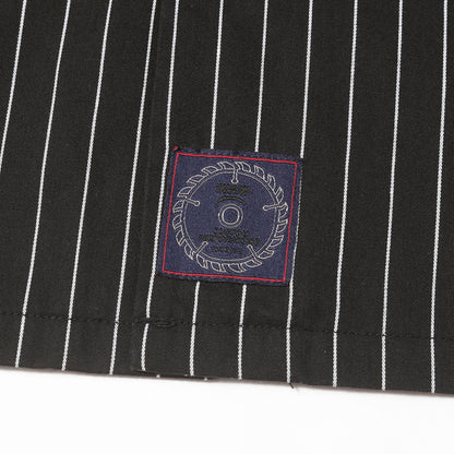 21SS ワッペン付き ピンストライプ ワーク 半袖シャツ(STRIPE WORK SHIRT BLACK)