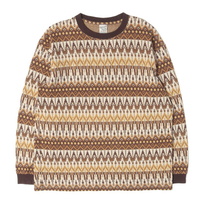 21AW ジャガード ネイティブボーダー柄 ロングスリーブ カットソー(JACQUARD BORDER DROP SHOULDER L/S CUTSEW)