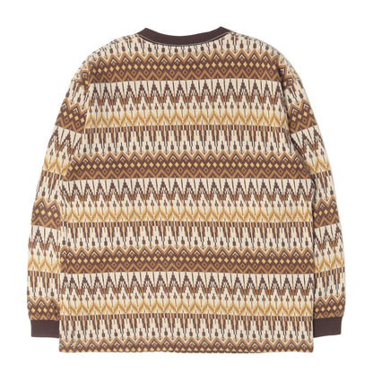21AW ジャガード ネイティブボーダー柄 ロングスリーブ カットソー(JACQUARD BORDER DROP SHOULDER L/S CUTSEW)