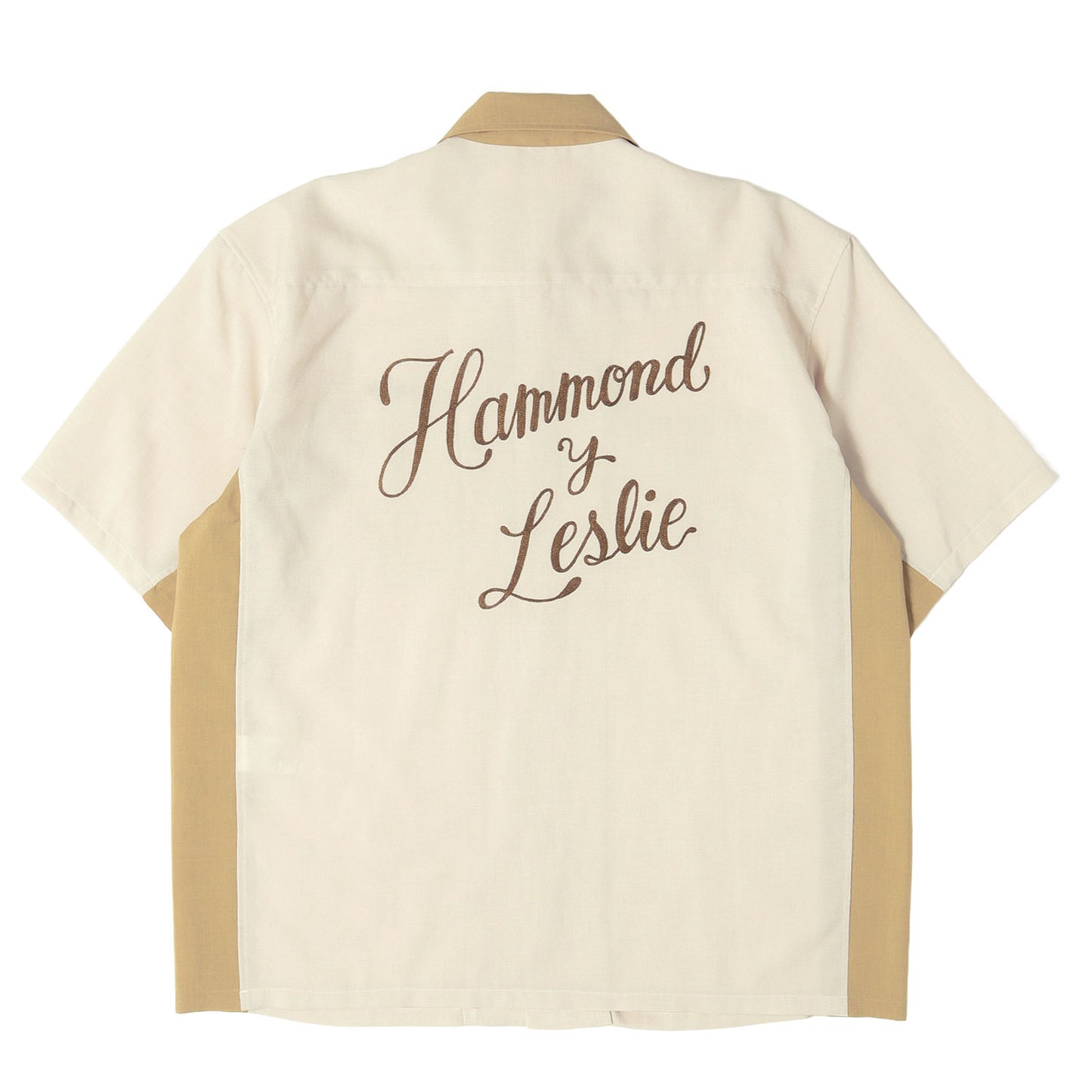 23SS チェーン刺繍 2トーン ワーク 半袖シャツ(HAMMOND OPEN COLLARED SHIRT S/S)