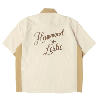 23SS チェーン刺繍 2トーン ワーク 半袖シャツ(HAMMOND OPEN COLLARED SHIRT S/S)