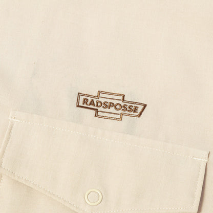 23SS チェーン刺繍 2トーン ワーク 半袖シャツ(HAMMOND OPEN COLLARED SHIRT S/S)