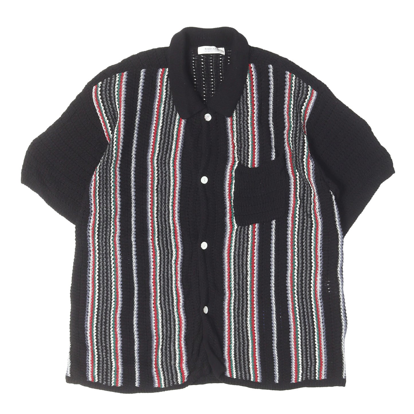 25SS ストライプ コットンニット 半袖シャツ(NUMBER FIVE SOUTH REGULAR COLLARED SWEATER S/S)