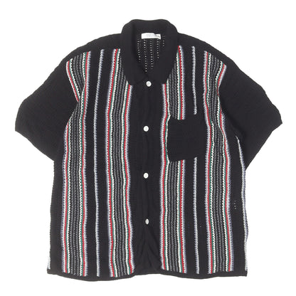 25SS ストライプ コットンニット 半袖シャツ(NUMBER FIVE SOUTH REGULAR COLLARED SWEATER S/S)