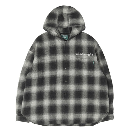 24AW フード付き オンブレチェック ヘビー ネルシャツ