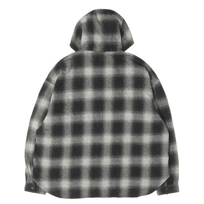 24AW フード付き オンブレチェック ヘビー ネルシャツ