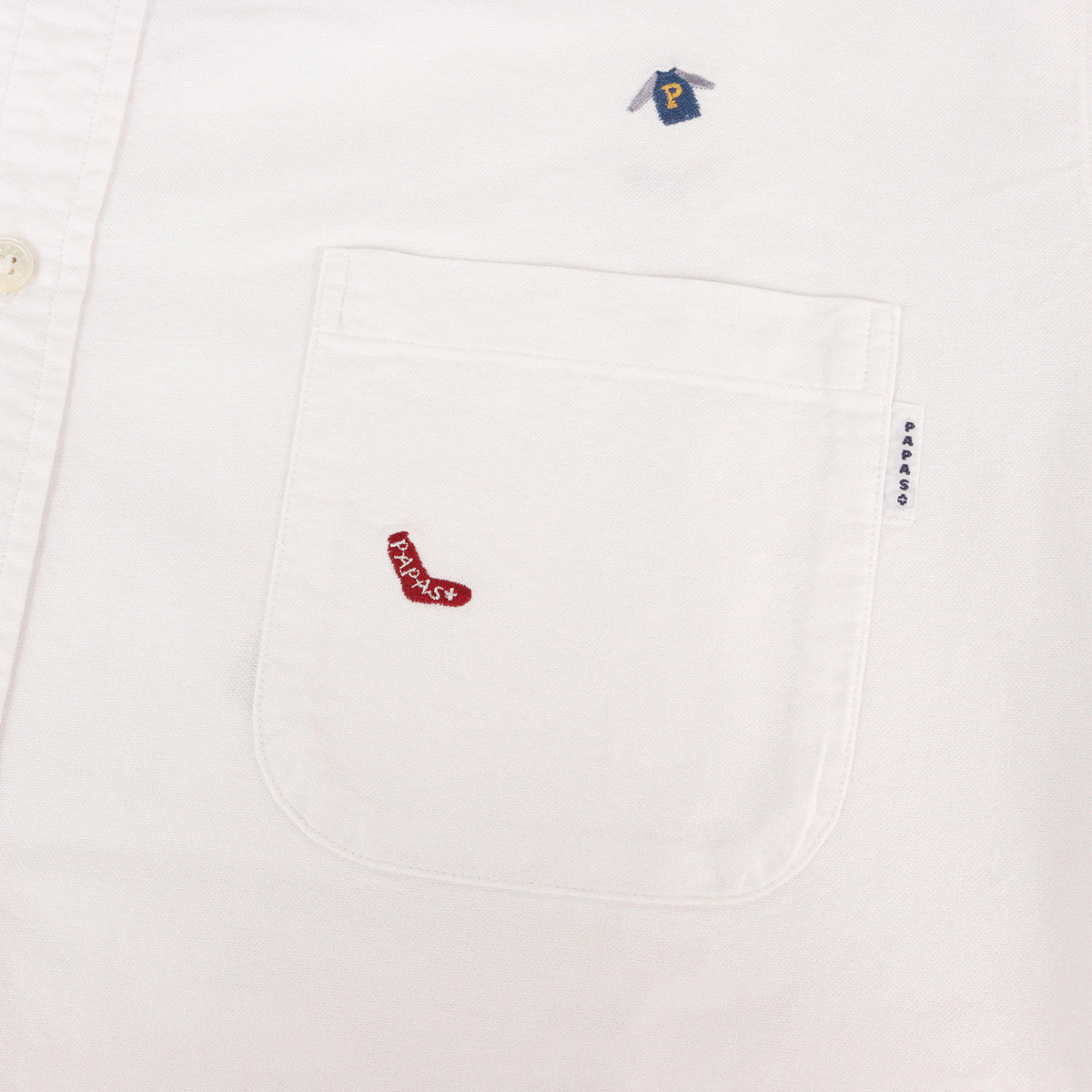 刺繍柄 オックスフォードシャツ