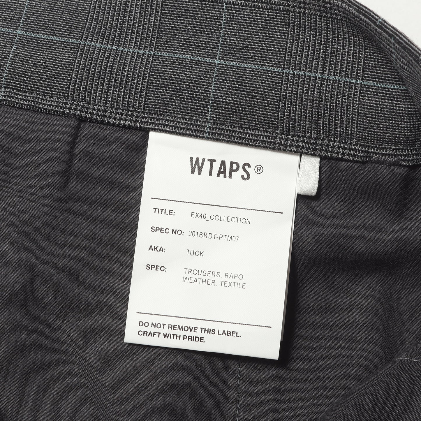 20SS グレンチェック 2タック ストレッチ ワークパンツ(TUCK / TROUSERS.RAPO. WEATHER. TEXTILE)