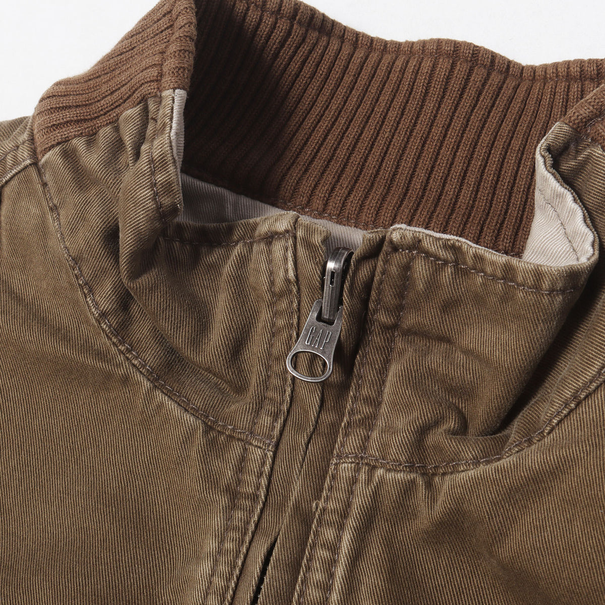 00s OLD GAP ウォッシュ加工 リバーシブル コットンツイル ジップ ジャケット