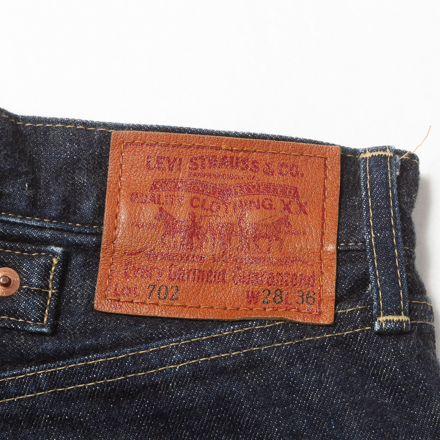 [希少 濃紺] 90s 702XX シンチバック付き デニムパンツ / 日本製 ボタン裏刻印J22
