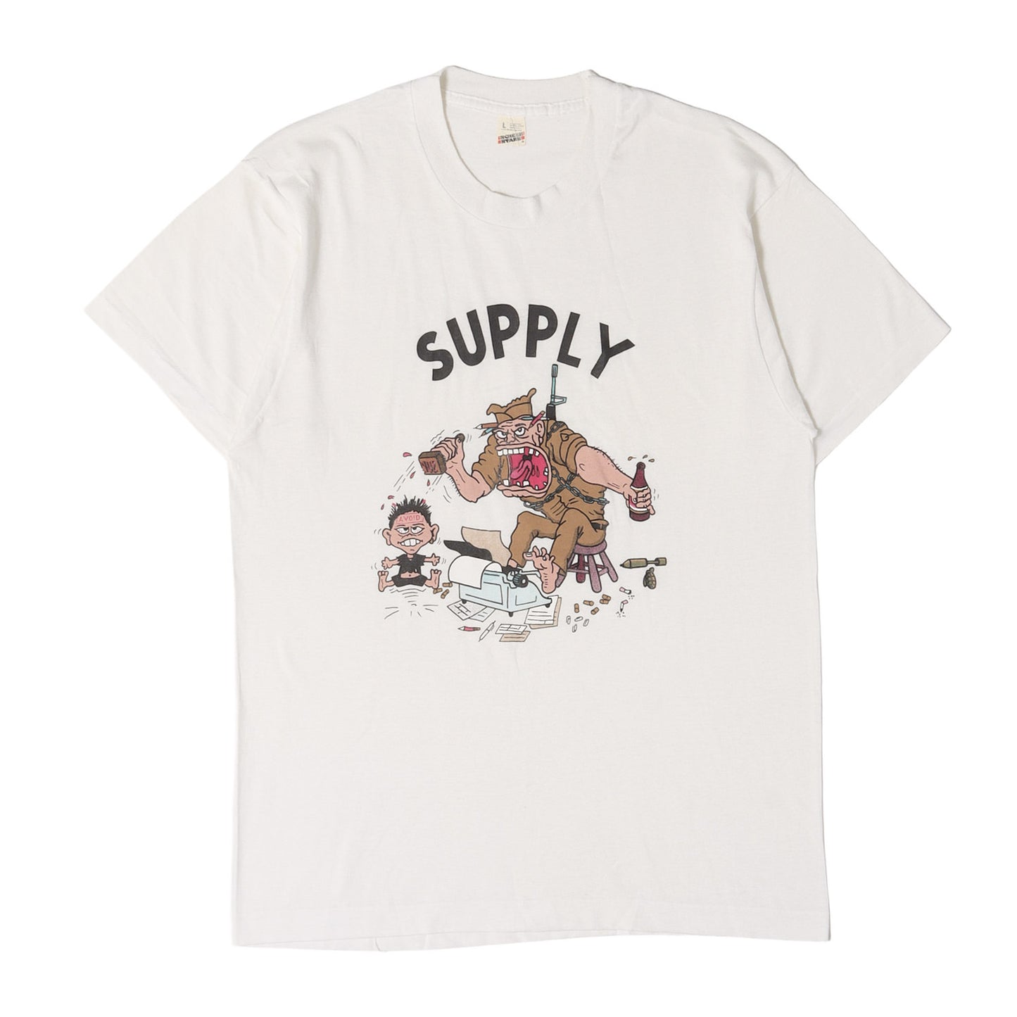 80s ミリタリー コミック グラフィック クルーネック Tシャツ / USA製 SCREEN STARS