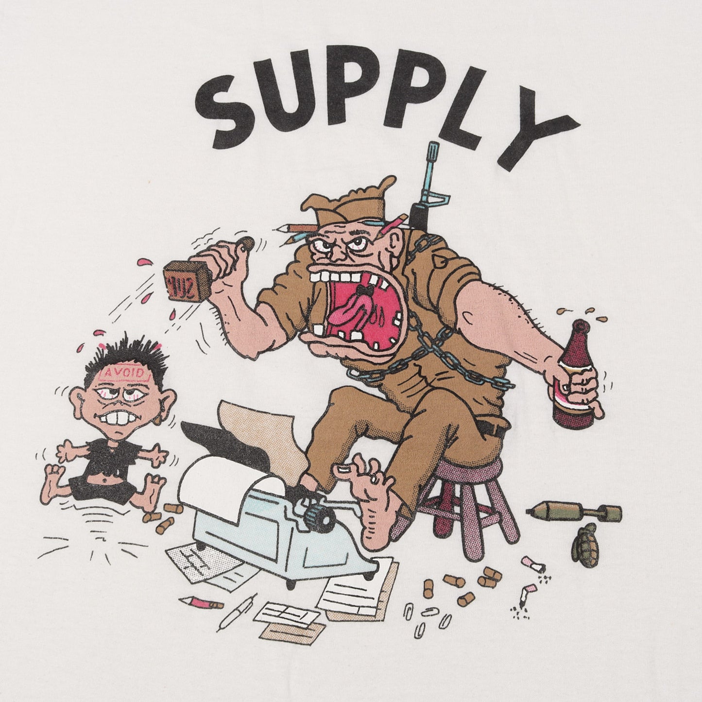 80s ミリタリー コミック グラフィック クルーネック Tシャツ / USA製 SCREEN STARS