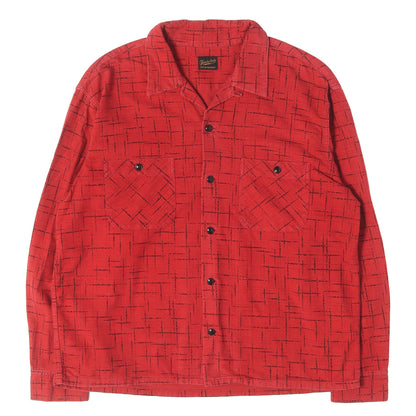 カスリプリントチェック オープンカラー フランネルシャツ(T-PRINT FLANNEL SHT)