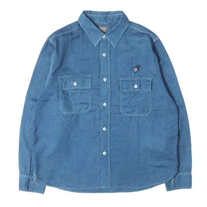26SS 人間製 インディゴ染め コットン/リネン ワークシャツ(INDIGO DYE WORK SHIRT)