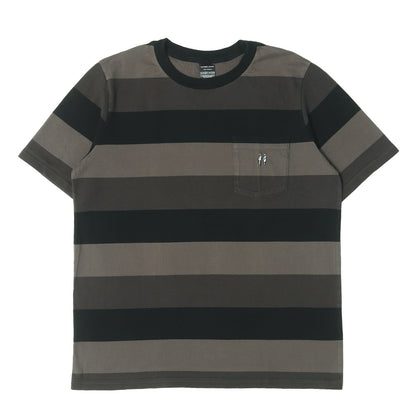 ボーダー クルーネック ポケット Tシャツ