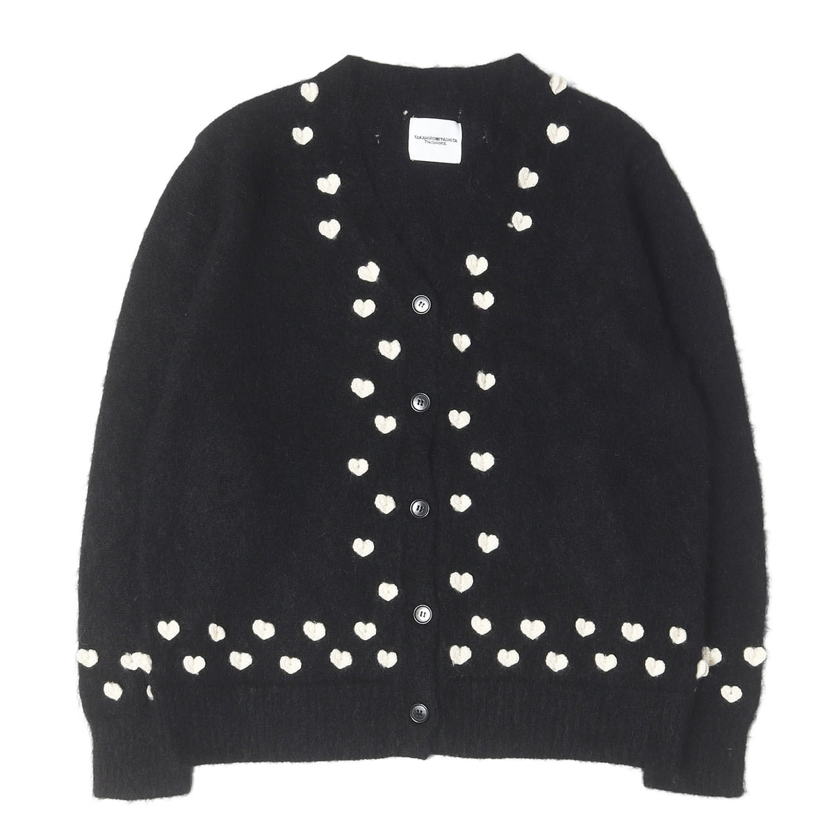 25AW ハートデザイン モヘヤニット カーディガン(heart attached mohair cardigan.)