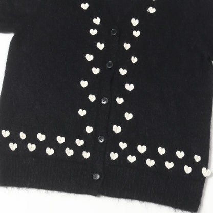 25AW ハートデザイン モヘヤニット カーディガン(heart attached mohair cardigan.)