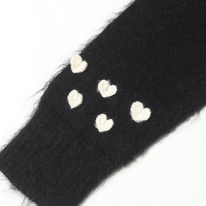 25AW ハートデザイン モヘヤニット カーディガン(heart attached mohair cardigan.)
