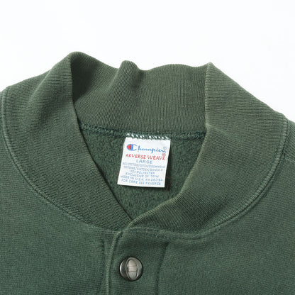 [Goodフェード 刺繍タグ] 90s リバースウィーブ スウェット スナップ カーディガン USA製