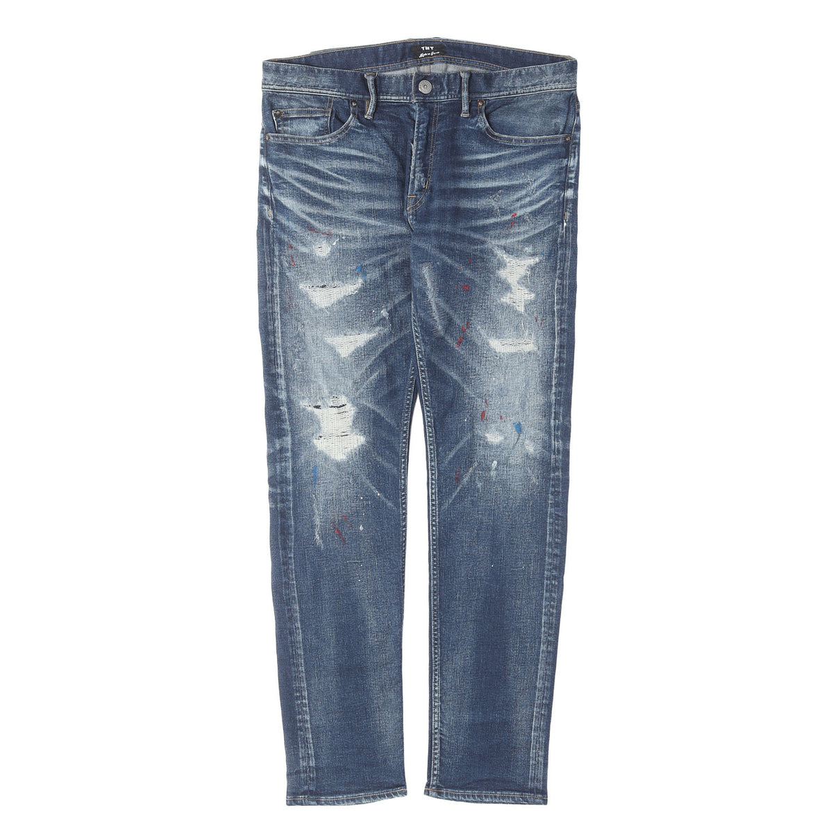 21AW ダメージリペア加工 ストレッチ タイト デニムパンツ (HYBRID-STRETCH DENIM 5P TIGHT TAPERED)