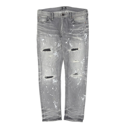20SS ダメージリペア加工 ストレッチ クロップド デニムパンツ (HYBRID-STRETCH NEON CRASH DENIM 5P CROPPED TAPERED)