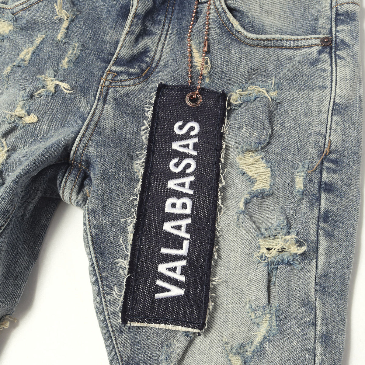 デストロイ加工 ダブルフェイス ストレッチ スキニー ブーツカット デニムパンツ