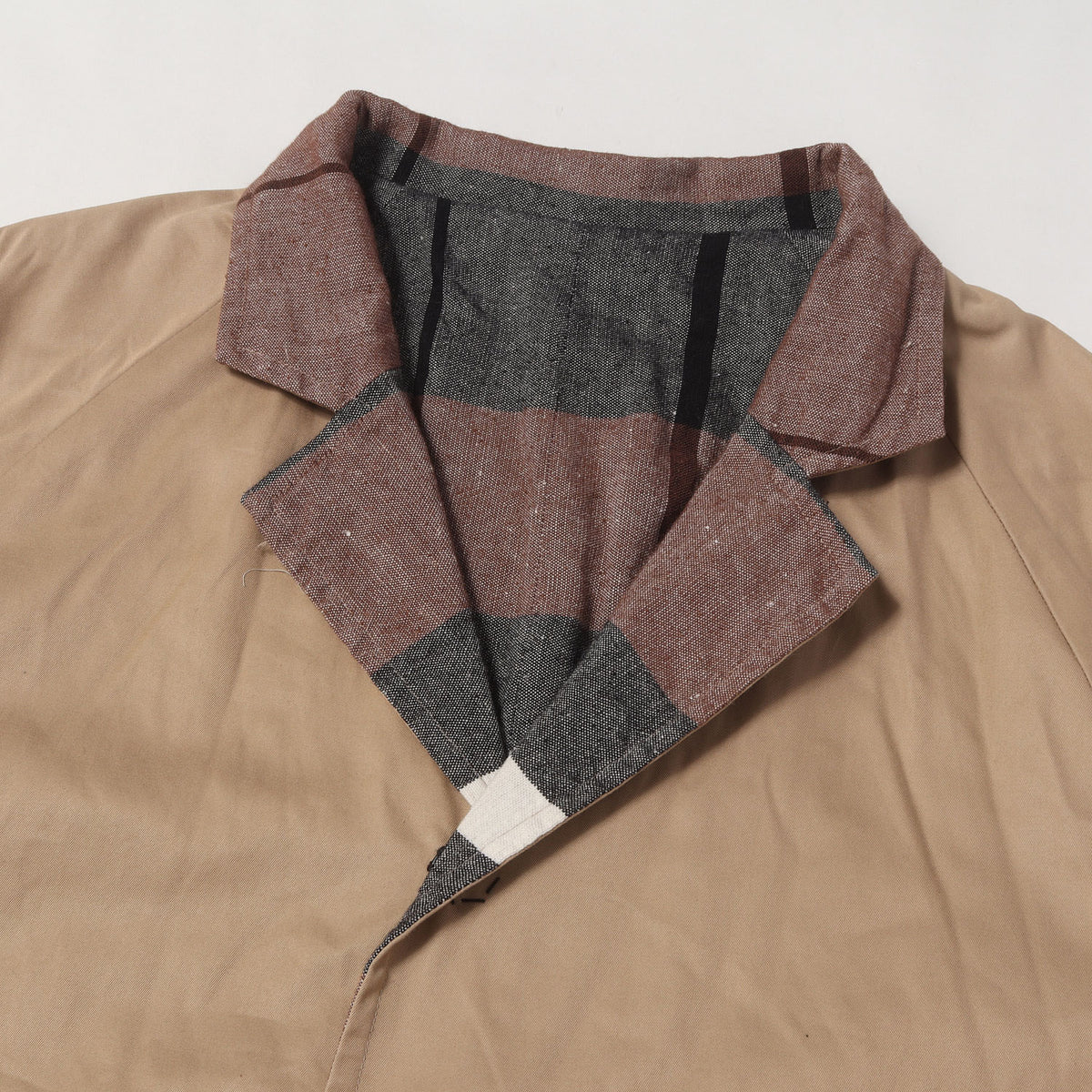 リバーシブル ボーダーコンビ チェスターコート(Reversible Speck Linen Coat)