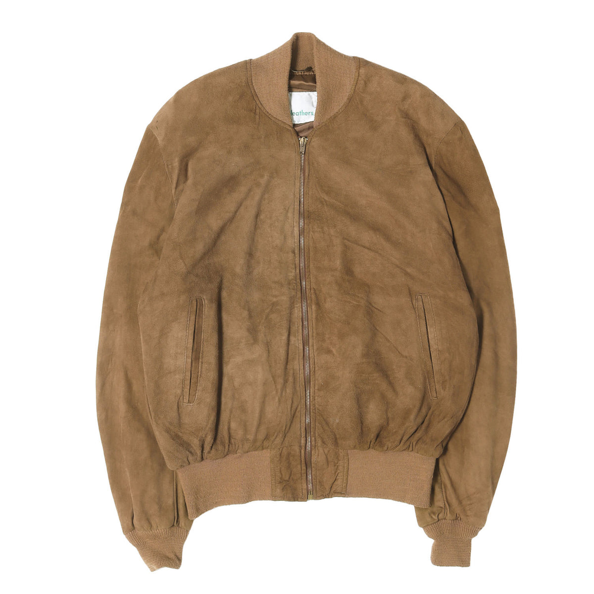 [Goodコンディション] 70s スウェード フルジップ ニットリブ ジャケット / USA製 GINO LEATHERS
