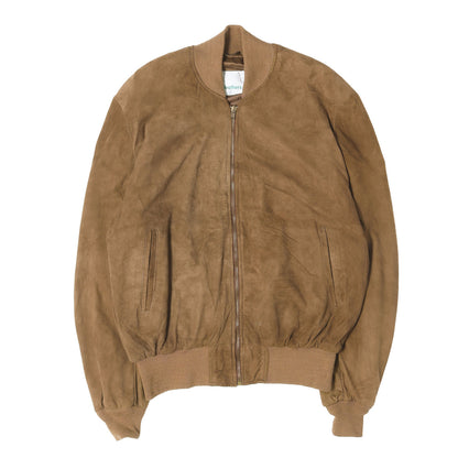 [Goodコンディション] 70s スウェード フルジップ ニットリブ ジャケット / USA製 GINO LEATHERS