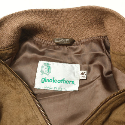 [Goodコンディション] 70s スウェード フルジップ ニットリブ ジャケット / USA製 GINO LEATHERS