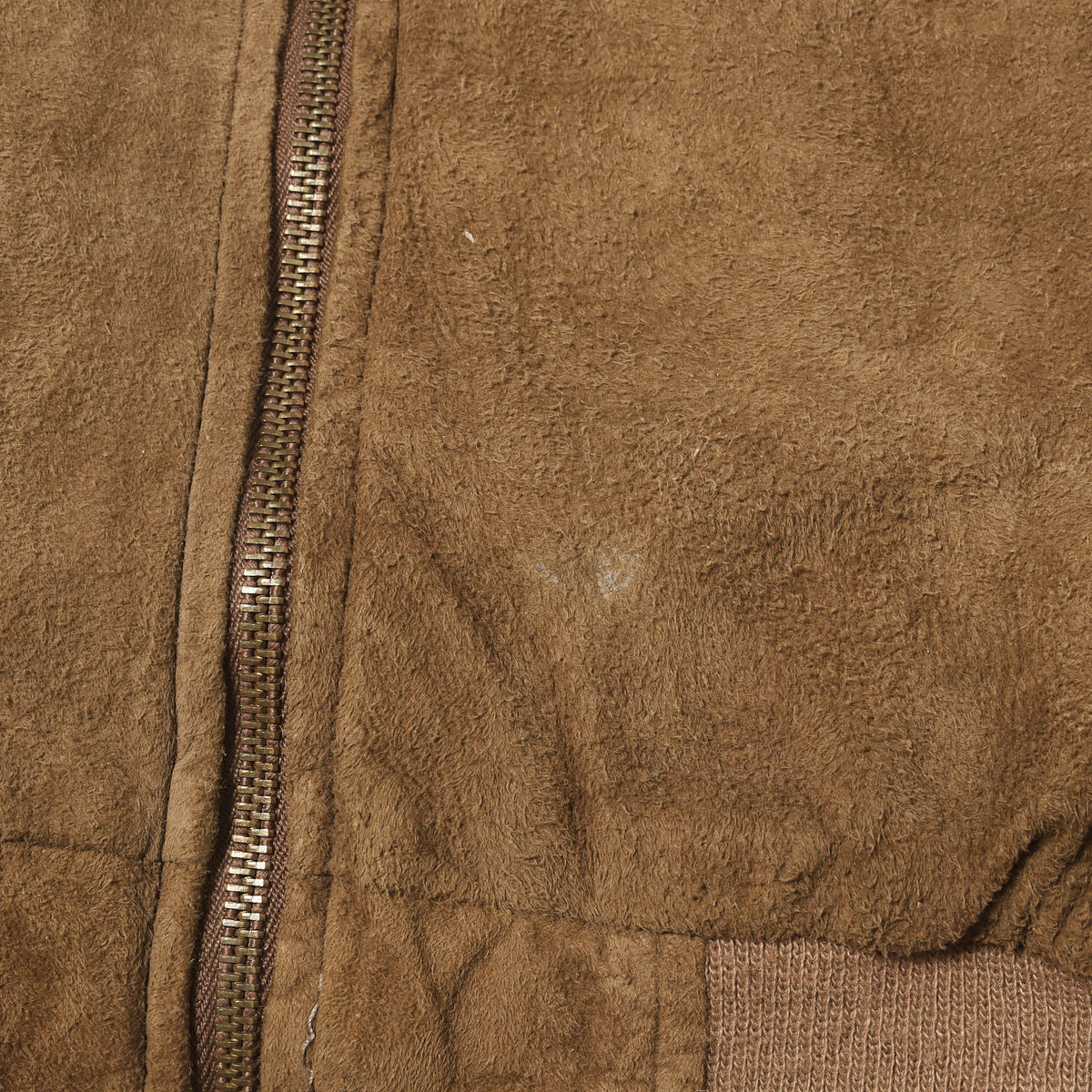 [Goodコンディション] 70s スウェード フルジップ ニットリブ ジャケット / USA製 GINO LEATHERS