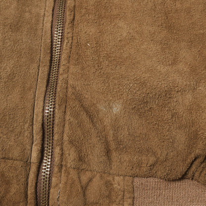 [Goodコンディション] 70s スウェード フルジップ ニットリブ ジャケット / USA製 GINO LEATHERS