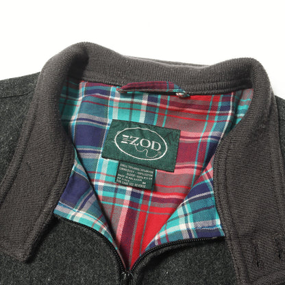 90s 裏地チェック メルトンウール ハリントン ジャケット IZOD LACOSTE