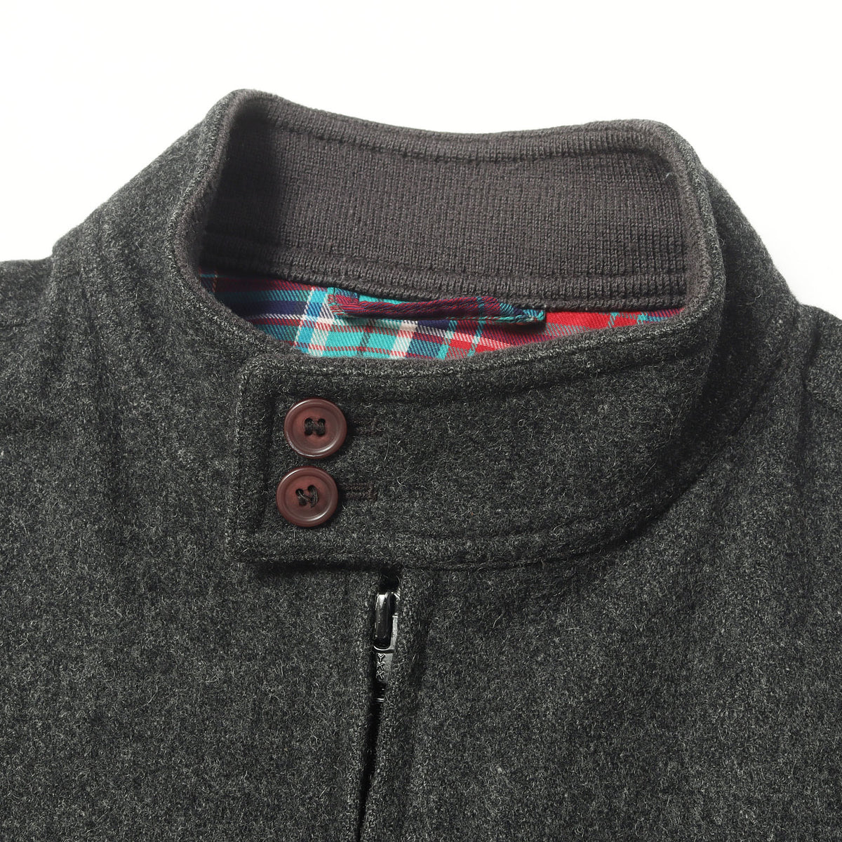 90s 裏地チェック メルトンウール ハリントン ジャケット IZOD LACOSTE