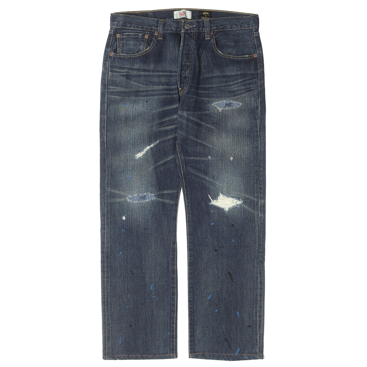 30周年記念 ×Levis 501 パッチ付き ダメージ加工 デニムパンツ