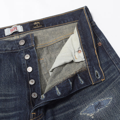 30周年記念 ×Levis 501 パッチ付き ダメージ加工 デニムパンツ